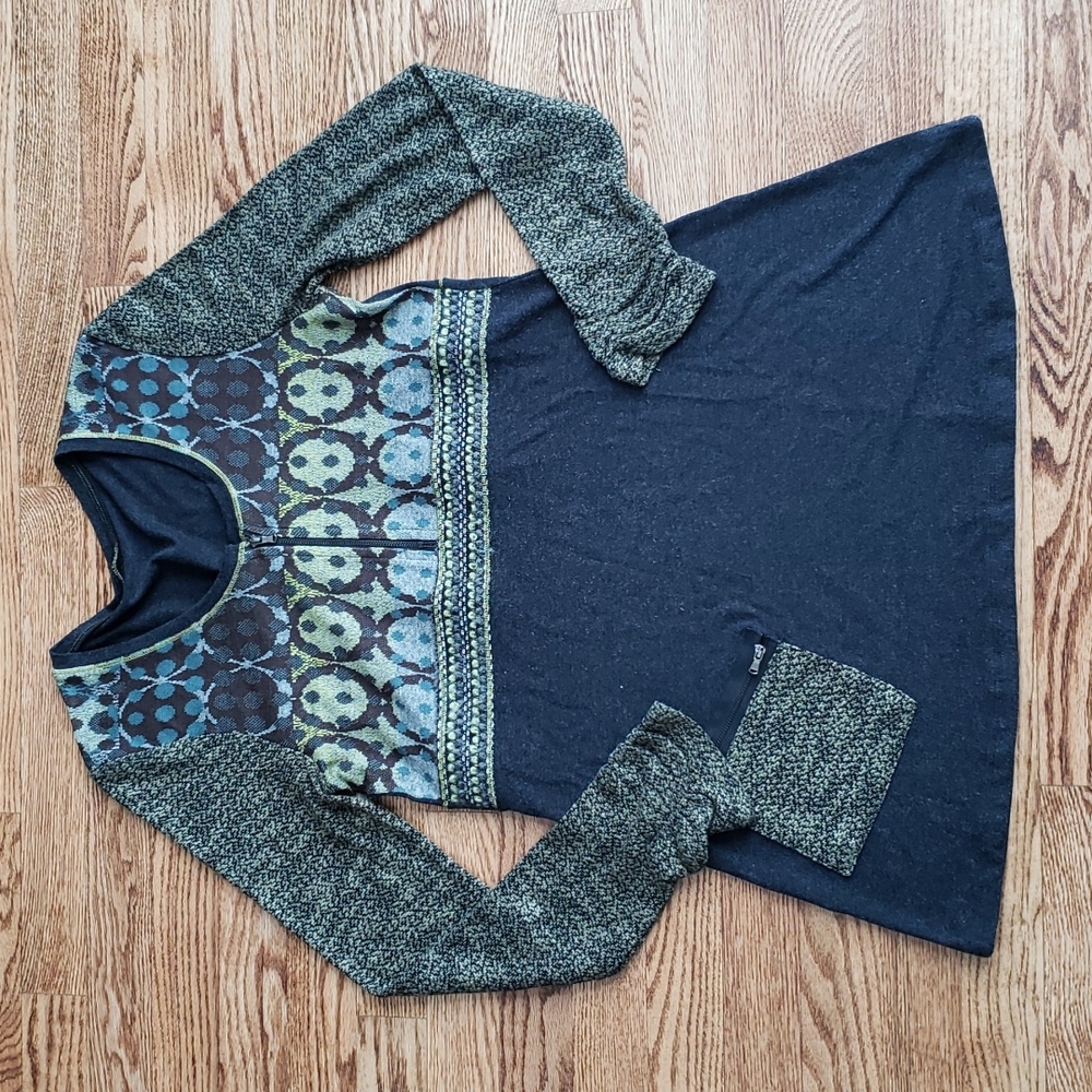 (M) Dolcezza Fit & Flare Long Top Comfy Soft Casual Patterned Abstract Everyday
